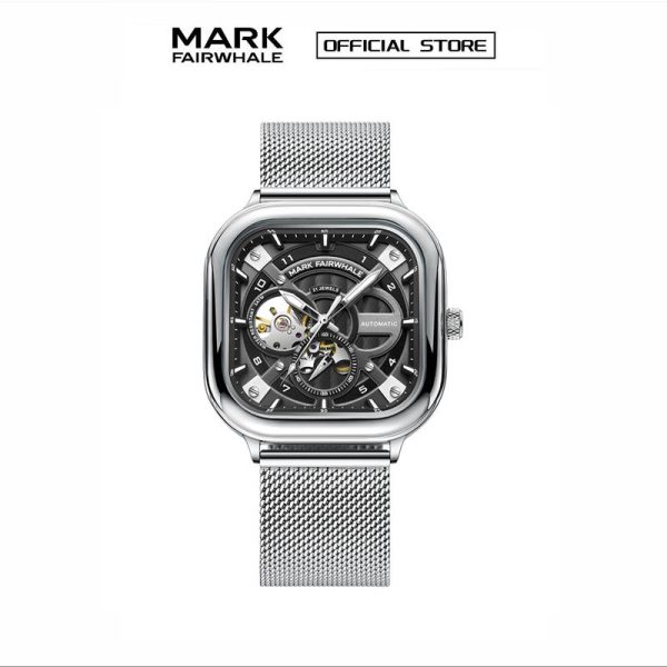 【100% Authentic】Jam Tangan Mekanikal Automatik Lelaki, Fesyen, Kalis Air, Gaya Perniagaan, Reka Bentuk Bercahaya Berongga, Bentuk Persegi, dengan Personaliti, FW-6014