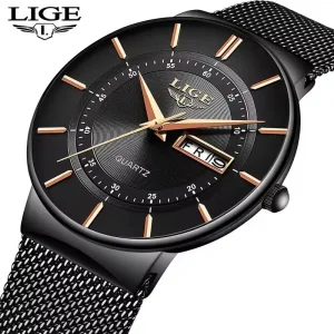 LIGE fashion simple men watch waterproof case calendar display leisure jam tangan lelaki