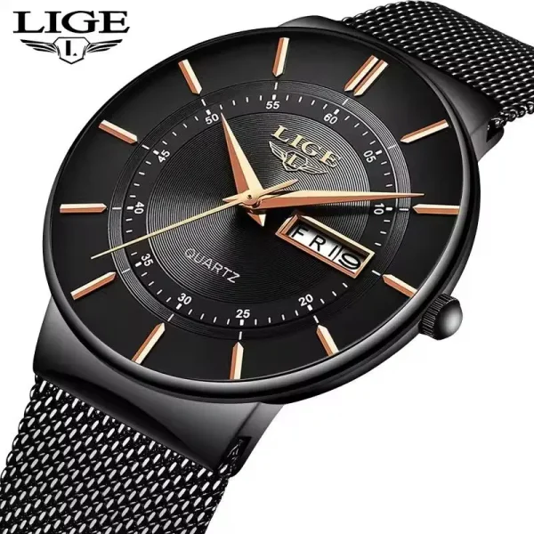 LIGE fashion simple men watch waterproof case calendar display leisure jam tangan lelaki
