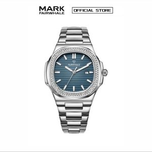 【100% Authentic】Jam Tangan Kuarza Lelaki, Mark Fairwhale, Fesyen Perniagaan, Gaya Retro, Pelbagai fungsi, Reka Bentuk Mudah, dengan Set Berlian, Kalis Air, Berkilau, 5620 Watches