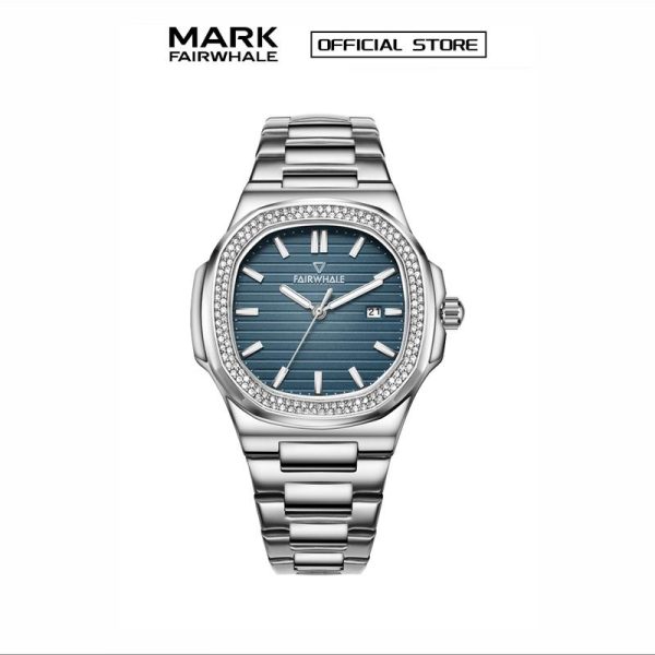【100% Authentic】Jam Tangan Kuarza Lelaki, Mark Fairwhale, Fesyen Perniagaan, Gaya Retro, Pelbagai fungsi, Reka Bentuk Mudah, dengan Set Berlian, Kalis Air, Berkilau, 5620 Watches