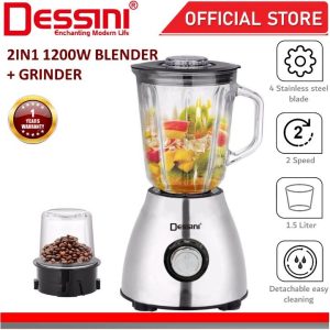 DESSINI ITALY Stainless Steel Blender Grinder Mixer Juicer Extractor Food Processor Smoothie Ice Crusher Pengisar (1.5L)