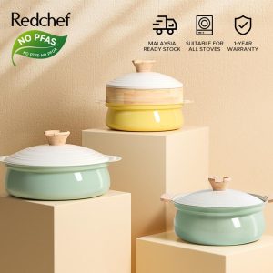 Redchef Nonstick Ceramic Rock Table Soup Pot Non Toxic, PFAS& PTFE& PFOA Free Casserole 20/24cm Suitable for All Stoves