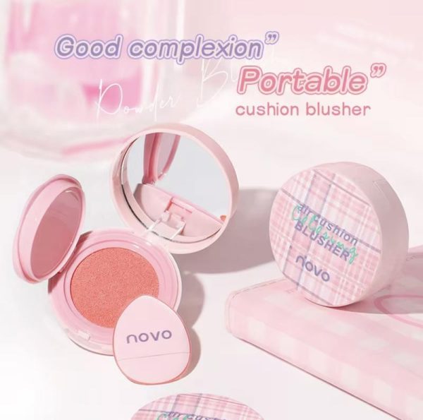 SADOER NOVO Cushion Blusher Cheek Make Up Natural Soft Pigmented Color Silky Smooth texture Moisturizing Waterproof 3 Shades (7g) Makeup