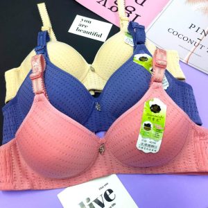 Bra Women Wireless Bra Fiber Cotton 36-46 BC Cup Breathable Full Coverage Bras Baju Dalam Tanpa Dawai Underwear
