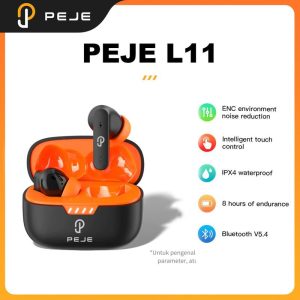 Fon Kepala Dalam Telinga, L11 TWS ENC, Pembatalan Bunyi, Bateri Tahan Lama 8 Jam, Bluetooth V5.4, Sentuhan Butang Pintar, Kalis Air IPX4