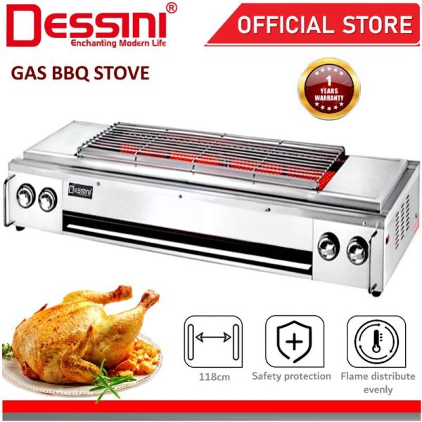 DESSINI ITALY CE Approval 2800Pa Gas BBQ Grill Stove Non Stick Stainless Steel Roast Bake Barbecue Roaster Electric Fan