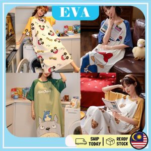 READY STOCK EVA New Women Pyjamas ladies pajamas combed cotton baju tidur perempuan t shirt nightwear Sleepwear Pants
