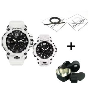 Jam Tangan Pasangan, AW24 SANDA, 6030 + 942, Tangan Berkilau, Jam Tangan Elektronik, Jam Tangan Digital, Sesuai untuk Kekasih