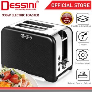 DESSINI ITALY Double Sided Electric Bread Toaster Sandwich Maker 7 Levels Adjustable Pop Up Panini Baking Grill Oven