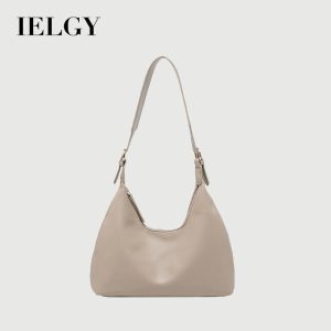 Beg Wanita, IELGY, Penutupan Zip, Rekaan Ringkas, Satu Bahu atau Belakang, Fesyen, Bahan PU, Warna Khaki, Mudah Alih Bags Selempang