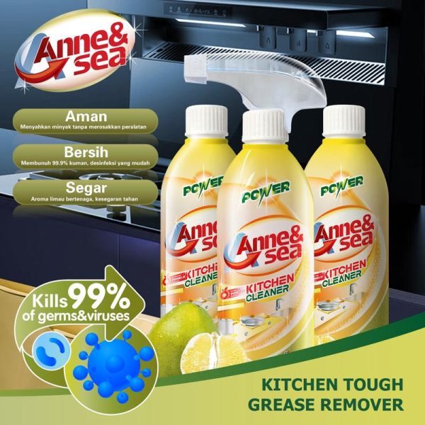 Pembersih Dapur, Anne & Laut, 480ml, Sesuai untuk Permukaan Dapur seperti Dapur, Cerobong, Meja, Sinki, dan lain-lainPembersihan Kuat, Antibakteria dan Anti-Cendawan, Keperluan untuk Kebersihan Dapur