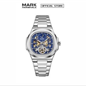 【100% Authentic】Jam Tangan Mekanikal, Fesyen Mewah, Jam Tangan Persegi, Kalis Air, Berkilau, Pelbagai fungsi, Reka Bentuk Berongga Matahari, Bulan dan Bintang, Mark Fairwhale, FW-6012, untuk Lelaki, Bergaya