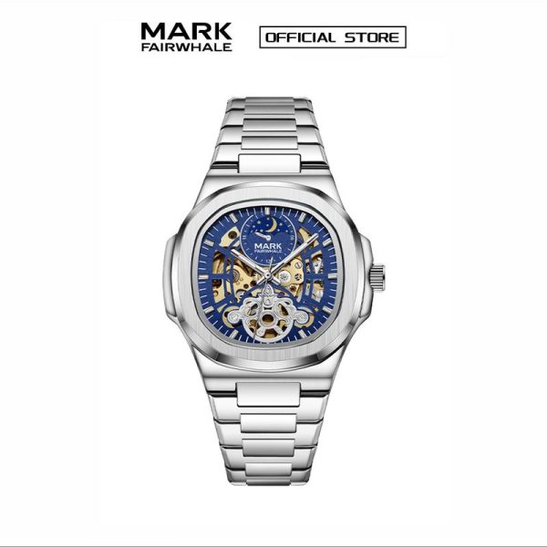 【100% Authentic】Jam Tangan Mekanikal, Fesyen Mewah, Jam Tangan Persegi, Kalis Air, Berkilau, Pelbagai fungsi, Reka Bentuk Berongga Matahari, Bulan dan Bintang, Mark Fairwhale, FW-6012, untuk Lelaki, Bergaya