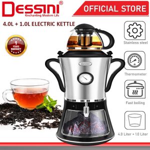 DESSINI ITALY 4.0L + 1.0L Stainless Steel Electric Kettle Temperature Control Automatic Cut Off Boiler Jug Teapot Cerek