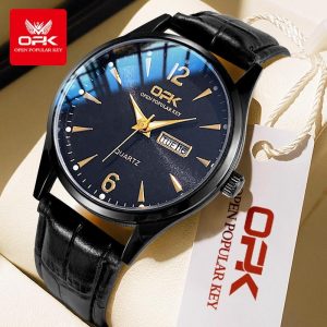 OPK Jam Tangan Kulit untuk Lelaki Asli Kalis Air Dengan Kotak 8138 Berbilang warna Penghantaran Percuma Waranti 1 tahun Sesuai untuk Mesyuarat Pejabat Parti Pemberian Hadiah Pilihan Fesyen Fungsi Lampu Malam Gelap Watches