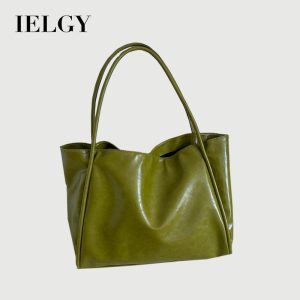 Beg Tangan, IELGY, Elegan dan Diperibadikan, Fesyen Mewah, Warna Pepejal, Kapasiti Besar Kulit Bags