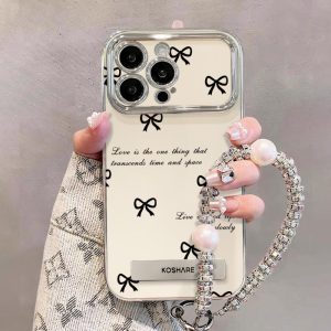 Sarung Telefon Elektroplating,Ins Korea,dengan Pemegang Pendirian Logam,Serasi dengan iPhone11,15,14,13,12,Pro,Xs Max,XR,X,7,8,6,6s Plus,Sarung Telefon Bimbit Ikatan bentuk rama-rama Ins,Penutup Belakang Pelindung Kalis Kejutan,Sesuai untuk Telefon Bimbit