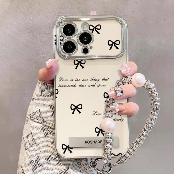 Sarung Telefon Elektroplating,Ins Korea,dengan Pemegang Pendirian Logam,Serasi dengan iPhone11,15,14,13,12,Pro,Xs Max,XR,X,7,8,6,6s Plus,Sarung Telefon Bimbit Ikatan bentuk rama-rama Ins,Penutup Belakang Pelindung Kalis Kejutan,Sesuai untuk Telefon Bimbit