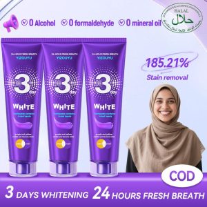 Ubat Gigi, Dekontaminasi dan Kekuningan Ubat Gigi, Pemutihan Saintifik, Jenama YIZOUYU, Pembetulan Warna Optik, Manik Pecah Ungu, 100g, Mengurangkan Nafas Berbau, Menyegarkan Nafas, Tahan 24 Jam, Perisa Buah Manis, 3 Keping