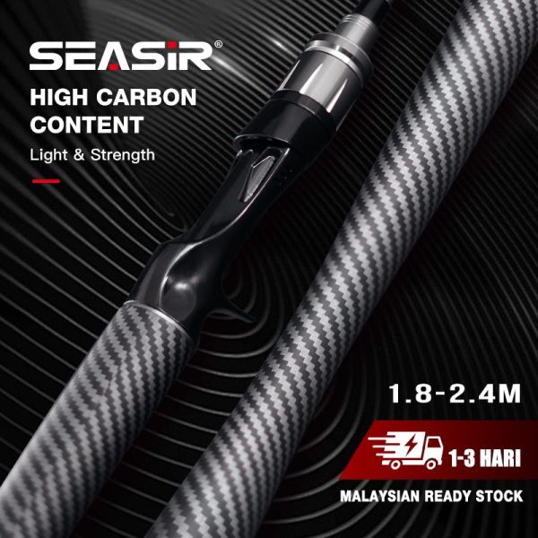 Pancing Baitcasting, SeaSir Grandmaster, Berputar, 1.8-2.4m panjang, 5 '10 '- 7' 10 "kekuatan memancing, Kandungan karbon tinggi, Pemegang hiasan kain gentian karbon, Sesuai untuk Alat Memancing, 6000g memancing kuasa