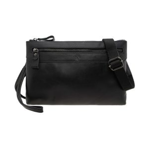 Jack Studio Top Grain Leather Slim Black Men’s Clutch Sling Crossbody Bag - BAI 40199 A