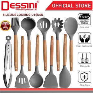 DESSINI ITALY Silicone Utensil Slotted Turner Spoon Spaghetti Server Ladle Spatula Scraper Tongs Brush Kitchenware