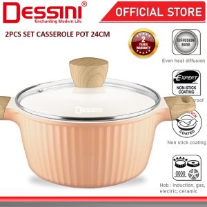 DESSINI ITALY iFUJITA 24CM Casserole Die Cast Aluminium Induction Non Stick Pot Bowl Pan Wok Cookware Kuali PERIUK