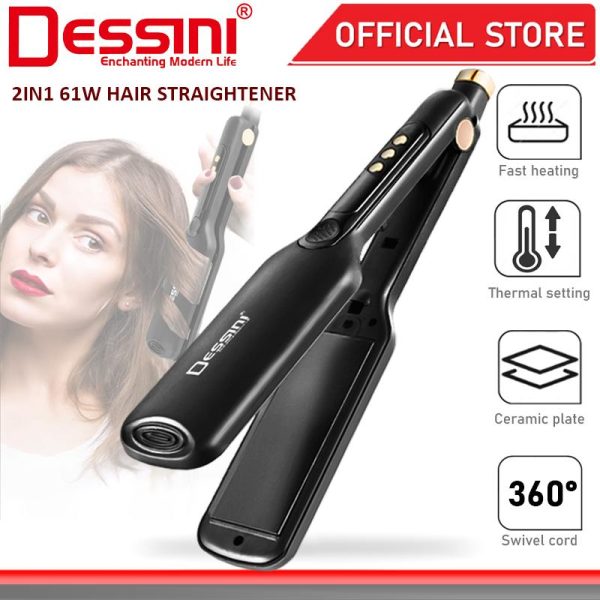 DESSINI ITALY 2 IN 1 Titanium Ceramic Hair Straightener Flat Iron Twist Curler Styling Waver Pelurus Pengeriting Rambut