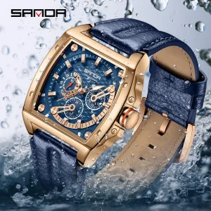 Jam Tangan Lelaki, AW24 SANDA 5308, Ketibaan Baru, Kalis Air, Berkilau, Fesyen, Rekaan Segi Enam, Gaya Perniagaan Enam Pin, Jam Tangan Kuarza