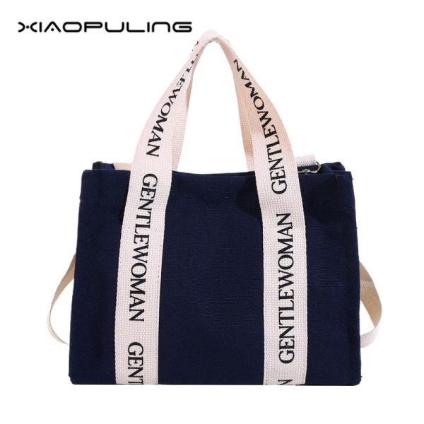 XIAOPULING Beg Tangan Wanita Santai Kanvas Cetak Huruf Rekaan Tote 2025 Tali Bahu Ringan Kain Bags Totebag gals bag