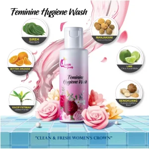 Queen Beauty Feminine Hygiene Wash Antibacterial 100ml sabun miss v, pencuci wanita viral, sabun miss viral, pencuci miss v, Manjakani Aloe