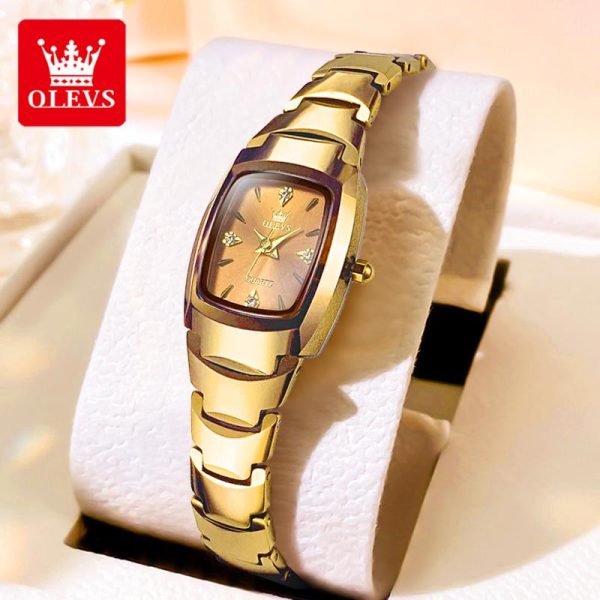 OLEVS Jam Tangan Wanita Perempuan Original Analog Aesthetic Waterproof Luminous Women Luxury Fashion Watches with Box 7006 persegi Bahan logam dalam stok Banyak warna Pejabat parti pemberian hadiah Garanti 1 tahun