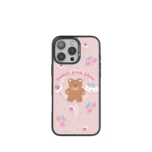 ImagiSnap, CASEBANG, Beruang Merah Jambu Manis, Dikilangkan oleh Siri Beruang Manis, Pengecasan Magnetik, Jenama bersama IP, Magsafe, Serasi dengan iPhone 13-16 dan Samsung S24 / 24 + / 24U / 25U, Beg Udara Balut Penuh, Empat Penjuru, Tahan Kejutan