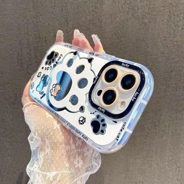Sarung Telefon Cermin Kuku Kucing Potong, Sarung Lembut Jelas, Untuk iPhone 11, 15, 14, 13, 12, Pro, Xs Max, XR, X, 7, 8 Plus, SE 2020, Sarung Telefon Bimbit, Penutup Belakang Pelindung Kalis Kejutan Silikon, Sesuai untuk Telefon Bimbit