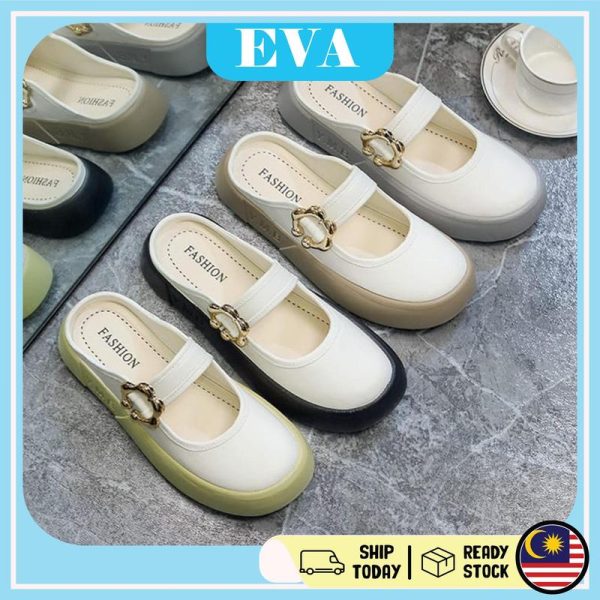 READY STOCK EVA Women Flat Wedge Sandals Kasut Perempuan Shoes Bertutup Wanita Muslimah