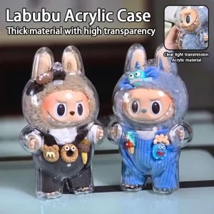 Sarung Akrilik Pelindung, Labubu V1 V2, Lutsinar, Kotak Penyusun Kabel Mudah Alih, Beg Anak Patung Tebal