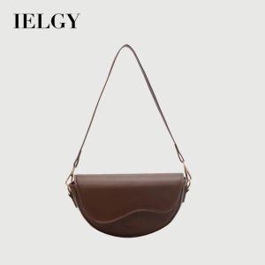 Beg Selempang Serbaguna Retro, untuk Wanita, Fesyen, Beg Ketiak Satu Bahu, Beg Persegi Kecil, IELGY Hitam Kulit