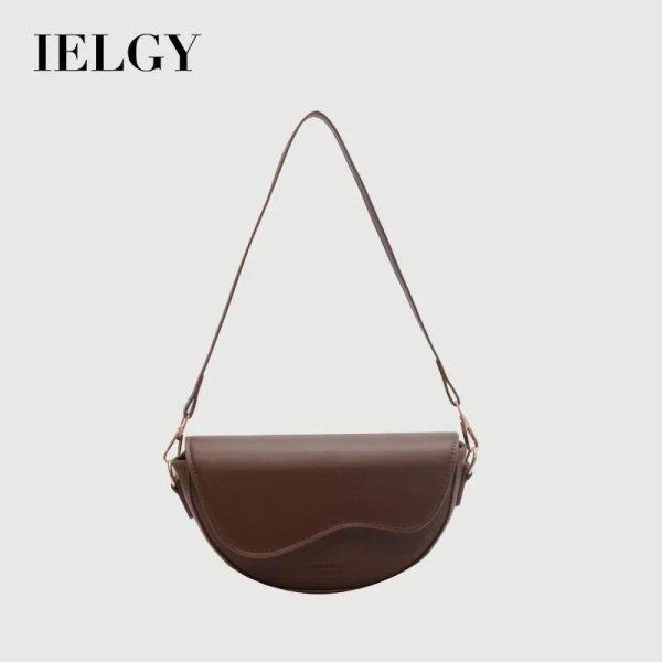 Beg Selempang Serbaguna Retro, untuk Wanita, Fesyen, Beg Ketiak Satu Bahu, Beg Persegi Kecil, IELGY Hitam Kulit