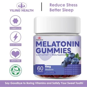 Yiling Sleepy Gummies untuk orang dewasa, dos bergetah dengan vitamin B6, Alamiah rasa Blueberry, 60 kiraan (tindakan pantas) yiling sleepygummies yiling gummies Sakit Badan sleep gummies Health Supplements