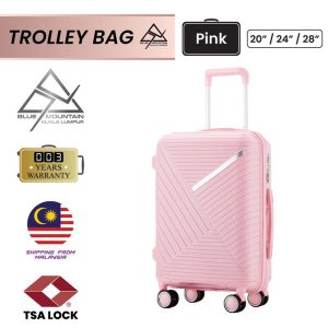 Blue Mountain 20"/24"/28" Cosmo UNBREAKABLE PP Expandable Hard Case Luggage Hand Bag TSA Lock Trolley Suitcases Unbreakable Travel Bags