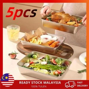 Stainless steel thickened plate tray with lid cover food storage container Keluli tahan karat pinggan dulang Kitchenware