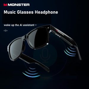MONSTER S01 Cermin Mata Pintar, Model Baharu 2025, Bluetooth 5.0 Tanpa Wayar, Cermin Mata Hitam Sukan Luar, Panggilan Bebas Tangan, Anti-Cahaya Biru, Sesuai untuk Muzik Eyewear Sunglasses