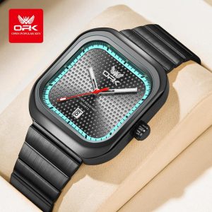 OPK Jam Tangan Lelaki Tali Tahan 6041 Pelbagai Fungsi Bahan Logam Berkilau Pelbagai Warna Tersedia Hitam Platinum Perak Biru Sesuai untuk Pejabat dan Pesta Memberi Hadiah Penghantaran Percuma Waranti 1 Tahun Dalam Stok Didatangkan dengan Kotak Watches