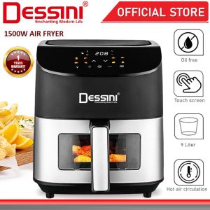 DESSINI ITALY 9L Electric Air Fryer Convection Oven Toaster Timer Oil Free Roaster Breakfast Machine Ketuhar