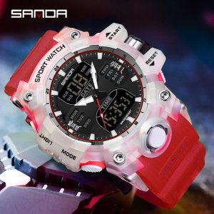 Jam Tangan Kalis Air dan Kalis Kejutan, AW24 SANDA 6126, Trend Fesyen, Untuk Lelaki, Pelbagai fungsi, Sesuai untuk Sukan Luar, Jam Tangan Lelaki