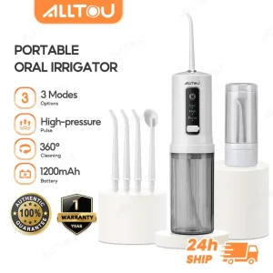 ALLTOU Electric Water Flosser Portable Dental Floss 1200mAh Teeth Cleaner Oral Irrigator IPX7 Waterproof Oral Irriga White