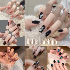 kuku palsu,24PCS,nail sticker,(free jelly sticker,tool kits),shortnails,murah,cantik,art elegan,pelekat kuku,fake nails press on,jeli,tekan pada kuku,hiasan kuku,boleh ditanggalkan dan boleh digunakan semula,COD
