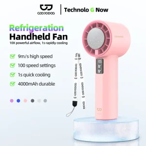 GOOJODOQ GFS006 Cooling Portable Handheld Fan | Kipas Sejuk 4000mAh with ??LED Battery Speed Display Max Wind Power Speed ??9m/s | Super High Speed 1s Quick Cool Effect | Mini Mobile USB Fan Kecil