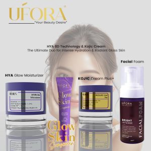 UFORA HYA Glow Moisturizer + KOJIC Cream Plus + Facial Foam + Sunscreen + FREE LIPTINT